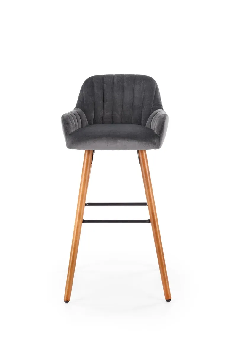 Барний стілець оксамитовий HALMAR H93 Velvet, ніжки - горіх, оббивка - темно-сірий фото №6