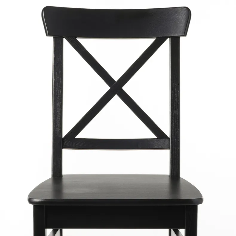 IKEA INGATORP ИНГАТОРП / INGOLF ИНГОЛЬФ, стол и 6 стульев, черный / коричнево-чёрный, 110 / 155 см 494.833.08 фото №6
