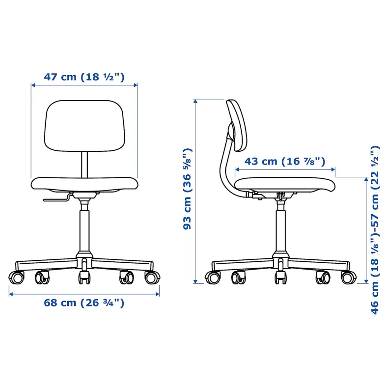 IKEA HAUGA/BLECKBERGET ХАУГА/БЛЕККБЕРГЕТ, стіл з відділенням для зберігання, і поворотний стілець сірий 094.365.02 фото №4