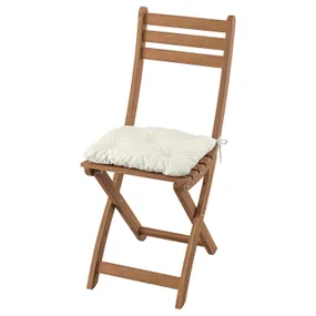 IKEA ASKHOLMEN АСКХОЛЬМЕН, стілець, вуличний, складаний темно-коричневий / КУДДАРНА бежевий 295.292.13 фото