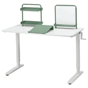 IKEA RELATERA РЕЛАТЕРА, комбінація стола д/роботи сид/стояч, білий/світлий сіро-зелений, 117x60 см 995.557.60 фото