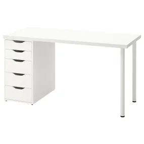 IKEA LAGKAPTEN ЛАГКАПТЕН / ALEX АЛЕКС, письмовий стіл, білий, 140x60 см 494.319.27 фото