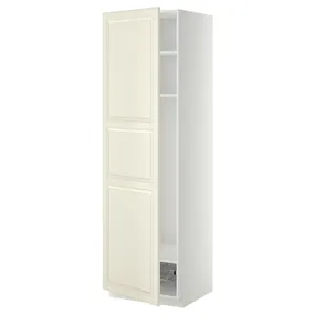 IKEA METOD МЕТОД, висока шафа, полиці / дротяний кошик, білий / БУДБІН кремово-білий, 60x60x200 см 694.569.69 фото