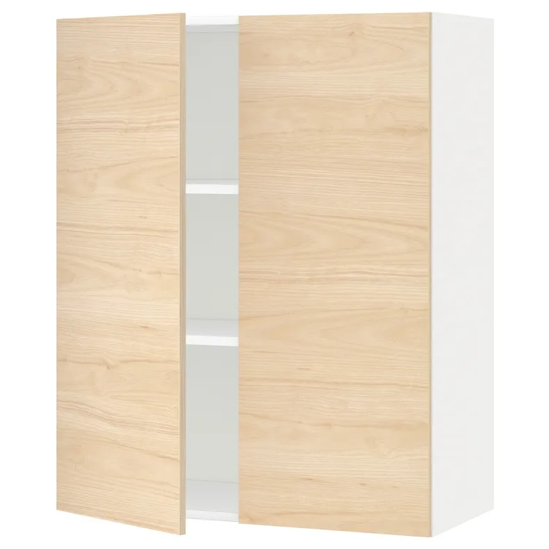 IKEA METOD МЕТОД, навесной шкаф с полками / 2дверцы, белый / аскерсундский узор светлый ясень, 80x100 см 294.595.97 фото №1