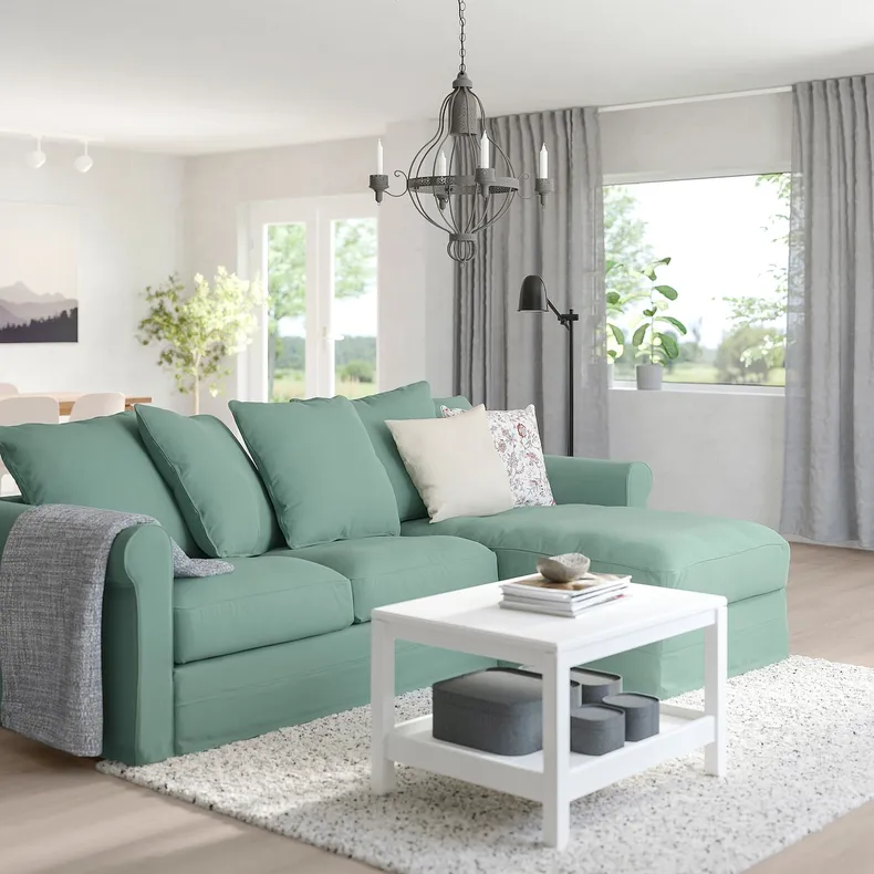 IKEA GRÖNLID ГРЕНЛІД, 3-місний диван із кушеткою, ЛЬЙУНГЕН світло-зелений 294.088.43 фото №2