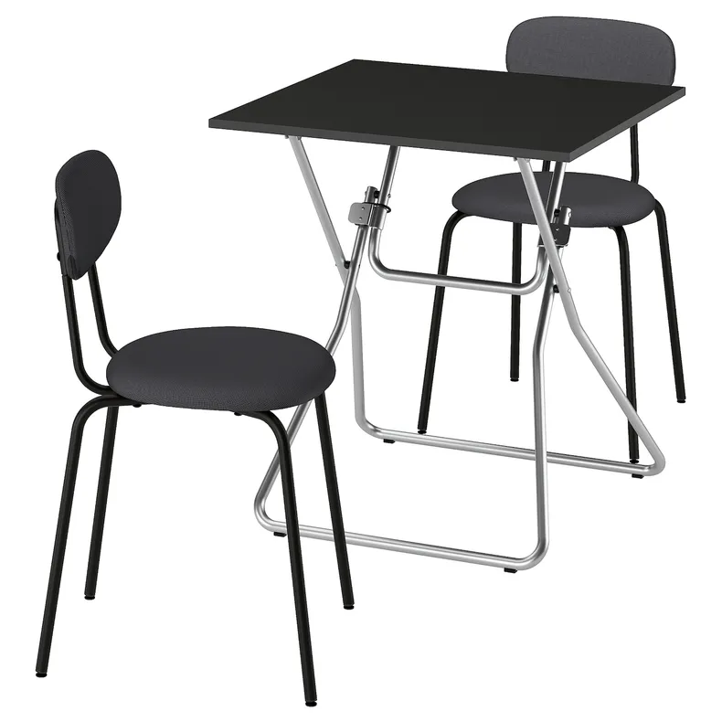 IKEA GUNDE ГУНДЕ / ÖSTANÖ ЭСТАНЁ, стол и 2 стула, Черный/темно-серый, 67x67 см 195.648.05 фото №1