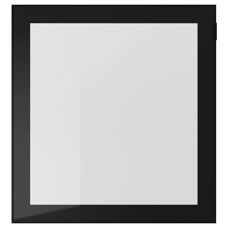 IKEA GLASSVIK ГЛАССВИК, стеклянная дверь, черный / прозрачное стекло, 60x64 см 302.916.58 фото №1