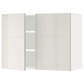 IKEA METOD МЕТОД, навісна шафа з полицями / 2 дверцят, білий / Ringhult світло-сірий, 80x60 см 994.668.44 фото