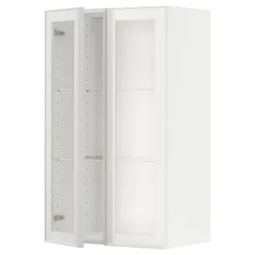 IKEA METOD МЕТОД, настінна шафа, полиці / 2 склх дверц, білий / ХЕЙСТА біле прозоре скло, 60x100 см 294.905.69 фото
