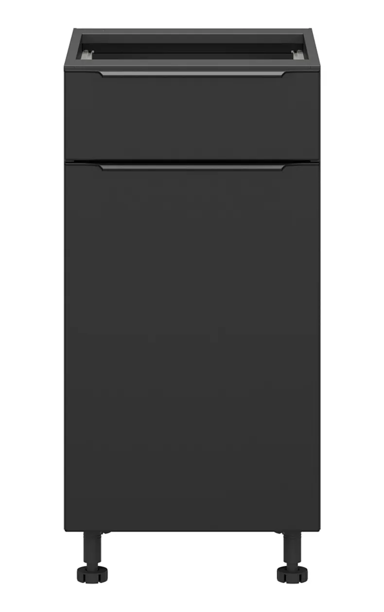 BRW Кухонна тумба Sole L6 40 см права з висувною шухлядою чорний матовий, чорний/чорний матовий FM_D1S_40/82_P/SMB-CA/CAM фото №1