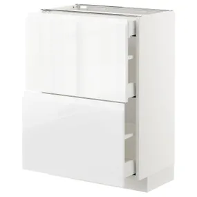 IKEA METOD МЕТОД / MAXIMERA МАКСИМЕРА, напольный шкаф / 2фасада / 3ящика, белый / Воксторп глянцевый / белый, 60x37 см 792.550.55 фото