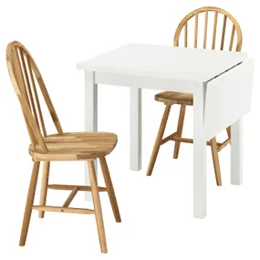IKEA NORDVIKEN НОРДВИКЕН / SKOGSTA СКОГСТА, стол и 2 стула, белый/действие, 74/104 см 995.714.87 фото