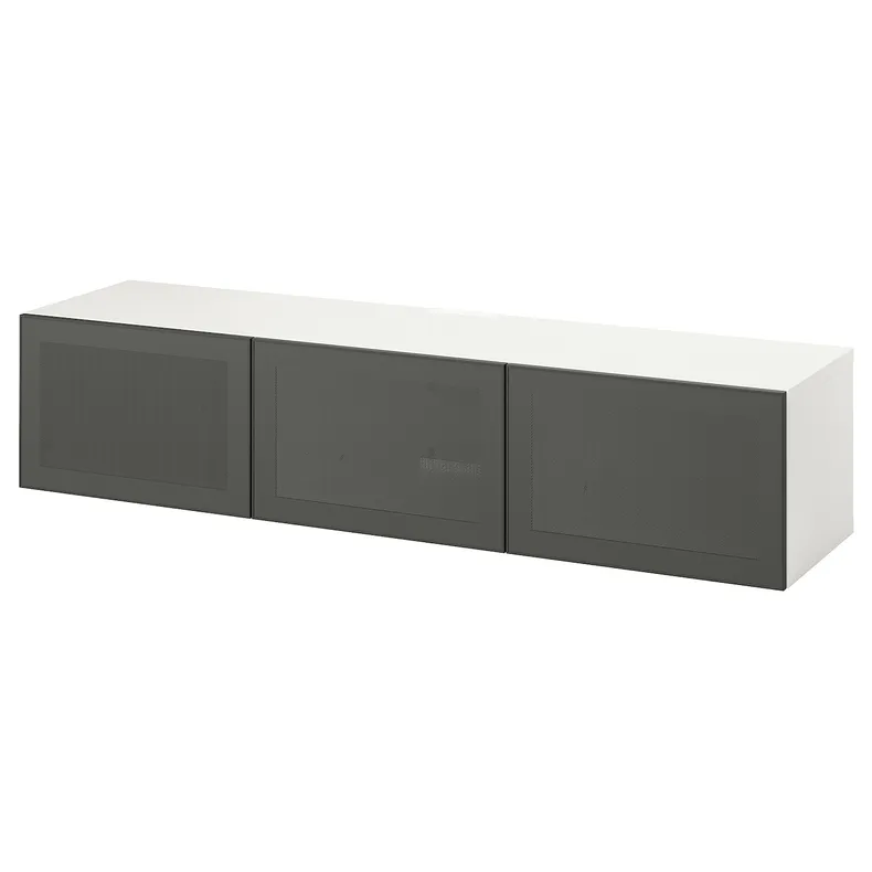 IKEA BESTÅ БЕСТО, тумба под ТВ, с дверцами, белый/Мертвикен темно-серый, 180x42x38 см 495.751.62 фото №1