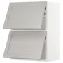 IKEA METOD МЕТОД, навісна шафа гориз 2 дверц нат мех, білий / світло-сірий Lerhyttan, 60x80 см 293.945.01 фото