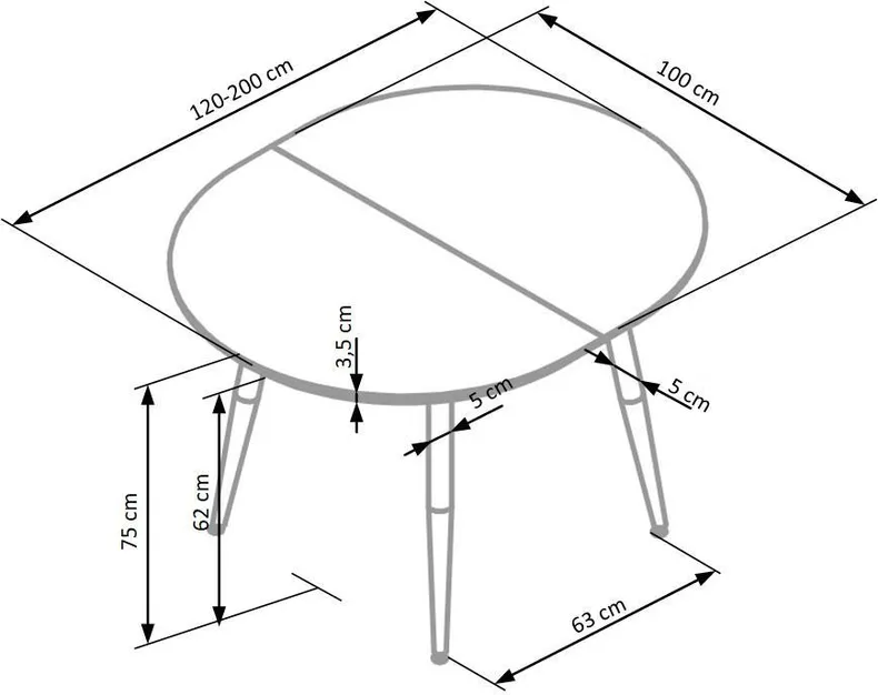 Кухонний стіл розкладний HALMAR EDWARD 120-200x100 см білий / дуб сан ремо фото №13