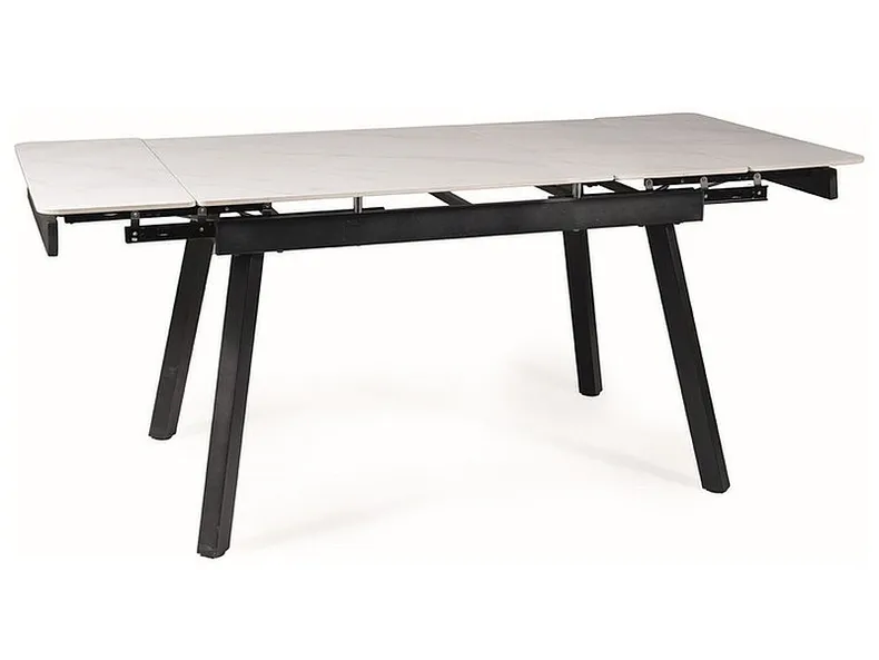 Обеденный раскладной стол SIGNAL JOHNN, белый мрамор / черный матовый, 85x120 фото №1