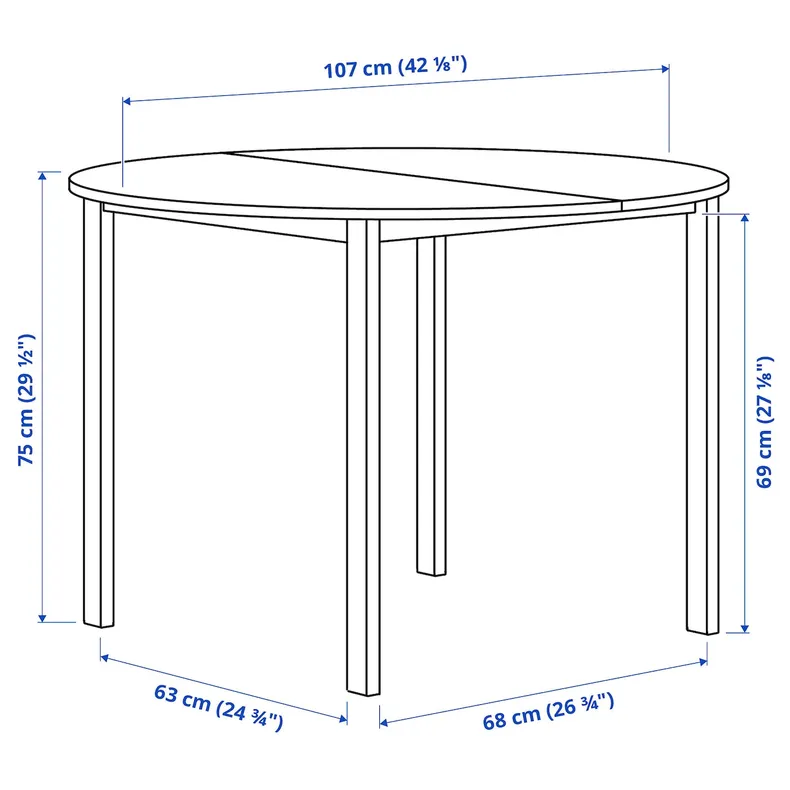 IKEA VIHALS, таблица, белый/белый, 107 см 495.899.70 фото №5