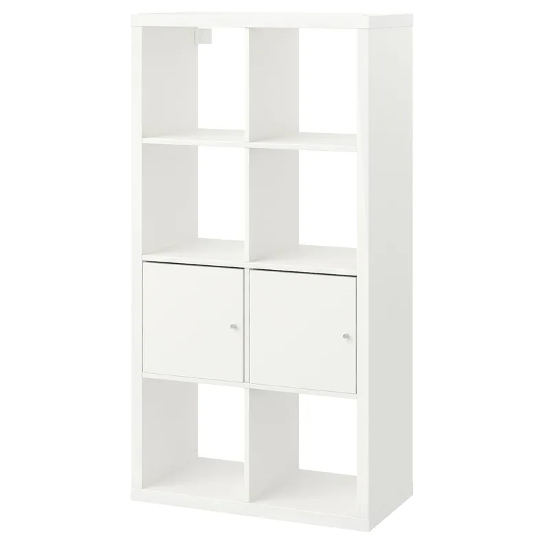 IKEA KALLAX КАЛЛАКС, стеллаж с дверцами, белый, 77x147 см 990.171.86 фото №1