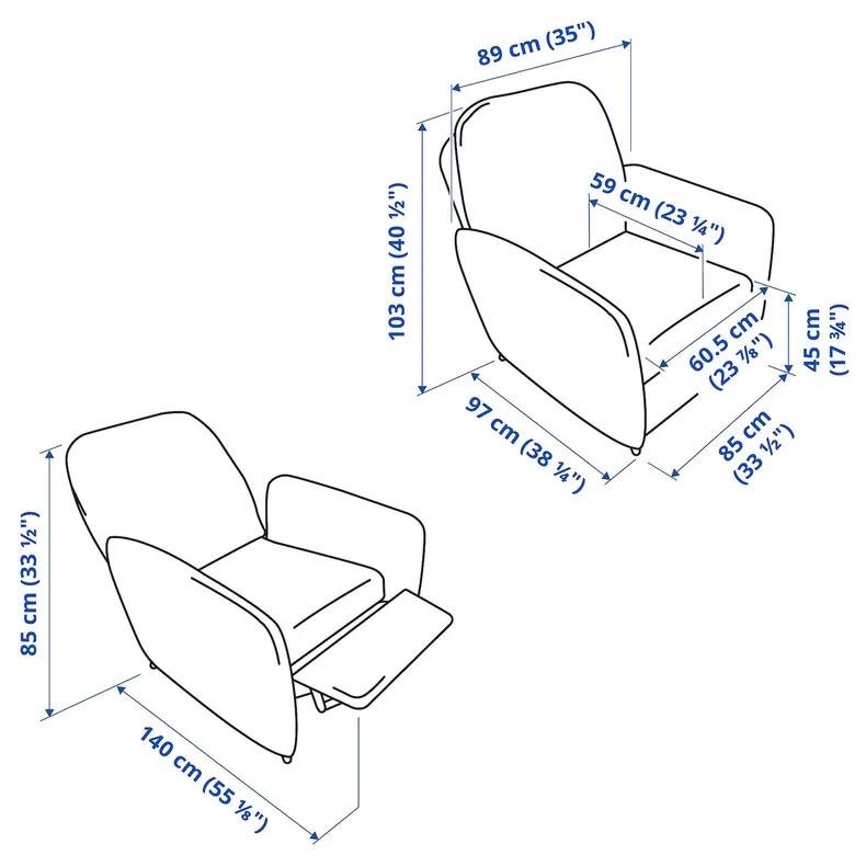 IKEA EKOLSUND ЕКОЛЬСУНД, крісло розкладне, Gunnared темно-сірий 092.971.86 фото №7