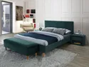 Кровать двуспальная бархатная SIGNAL AZURRO Velvet, зеленый, 160x200 см фото thumb №1