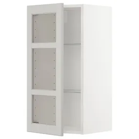 IKEA METOD МЕТОД, навісна шафа,полиці / скляні дверцята, білий / світло-сірий Lerhyttan, 40x80 см 094.592.25 фото