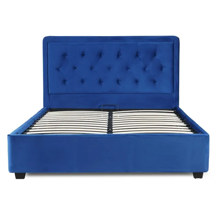 Ліжко MEBEL ELITE 140x200 CROS Velour Blue фото №1