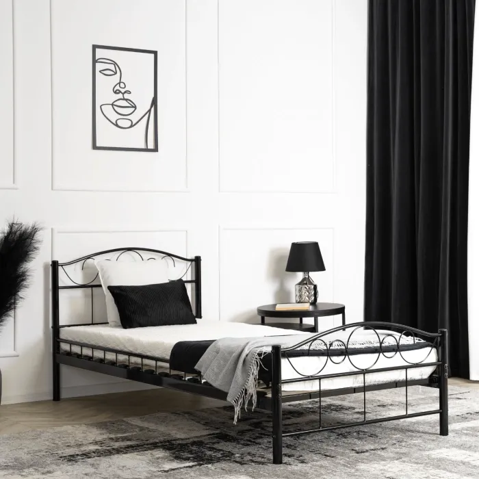 Кровать односпальная металлическая MEBEL ELITE GRIFFIN, 90x200 см, Черный фото №2