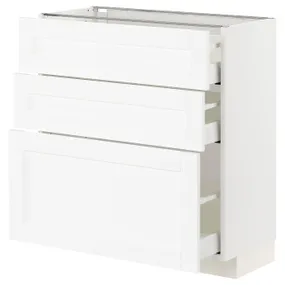 IKEA METOD МЕТОД / MAXIMERA МАКСИМЕРА, напольный шкаф с 3 ящиками, белый Энкёпинг / белая имитация дерева, 80x37 см 694.734.45 фото