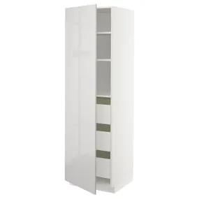 IKEA METOD МЕТОД / MAXIMERA МАКСІМЕРА, висока шафа із шухлядами, білий / Ringhult світло-сірий, 60x60x200 см 293.599.65 фото