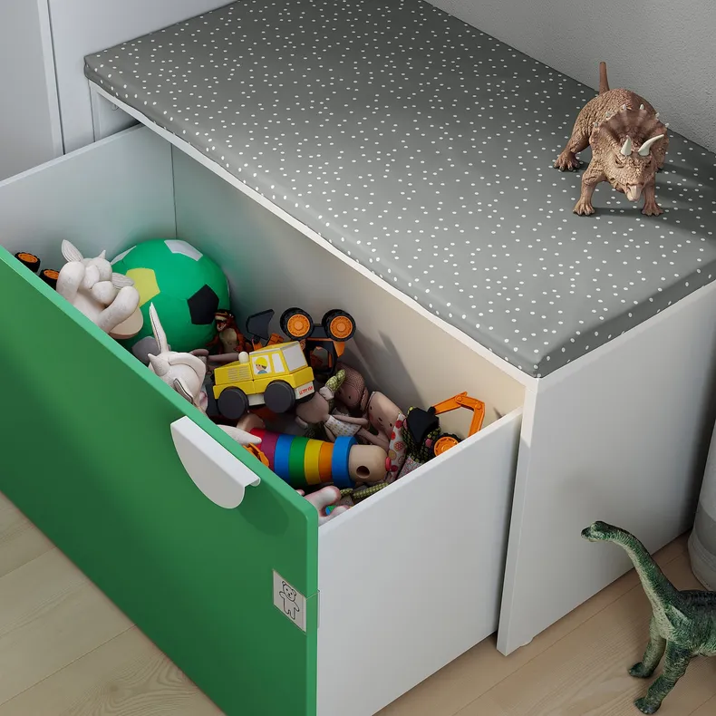 IKEA SMÅSTAD СМОСТАД, скамья с отделением для игрушек, белый / зелёный, 90x52x48 см 493.891.60 фото №5
