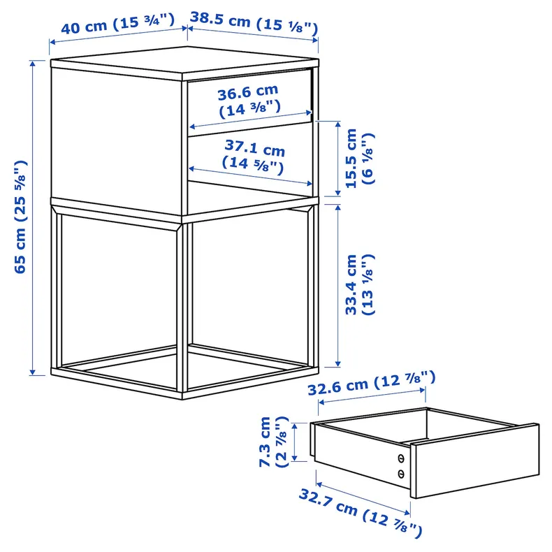 IKEA VIKHAMMER ВИКХАММЕР, тумба прикроватная, белый, 40x39 см 003.817.64 фото №7