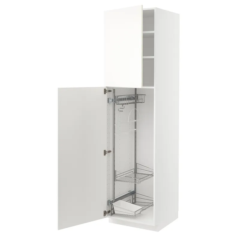 IKEA METOD МЕТОД, высокий шкаф с отд д / акс д / уборки, белый / Вальстена белый, 60x60x220 см 195.073.44 фото №1
