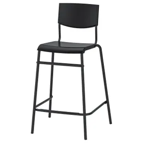 IKEA STIG СТІГ, барний стілець зі спинкою, чорний / чорний, 63 см 304.984.18 фото