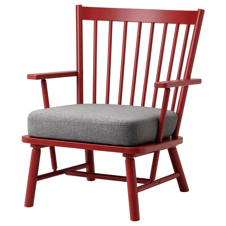 IKEA PERSBOL ПЕРСБОЛЬ, крісло, коричнево-червоний / ТІББЛЕБЮ бежевий / сірий 705.259.19 фото №1