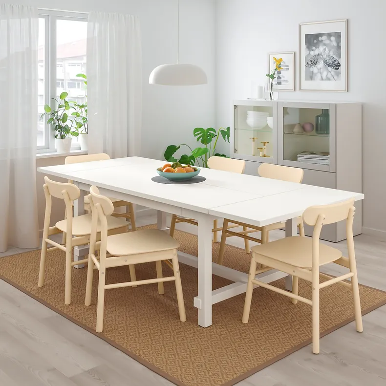 IKEA NORDVIKEN НОРДВІКЕН / RÖNNINGE РЕННІНГЕ, стіл+4 стільці, білий / береза, 152 / 223x95 см 893.051.68 фото №3