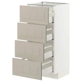 IKEA METOD МЕТОД / MAXIMERA МАКСИМЕРА, напольный шкаф 4 фасада / 4 ящика, белый / Стенсунд бежевый, 40x37 см 794.080.96 фото