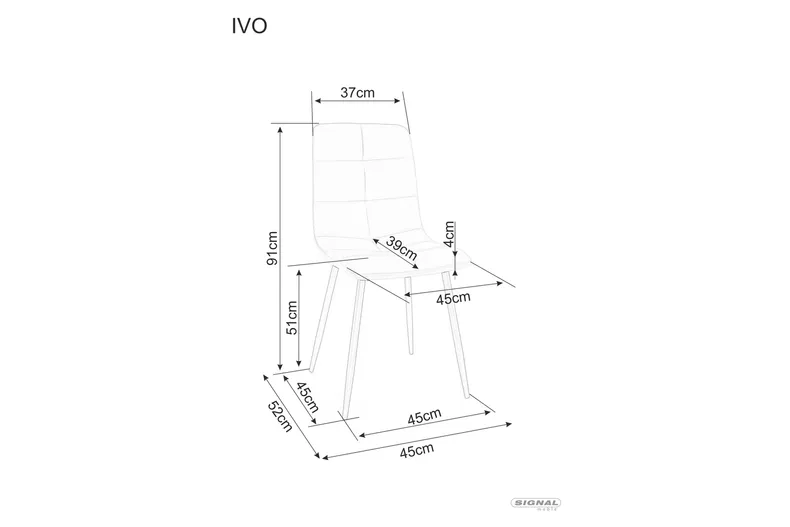Кухонний Стілець SIGNAL IVO Velvet, Bluvel 40 - темно-бежевий фото №2