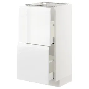 IKEA METOD МЕТОД / MAXIMERA МАКСИМЕРА, напольный шкаф с 2 ящиками, белый / Воксторп глянцевый / белый, 40x37 см 692.550.46 фото