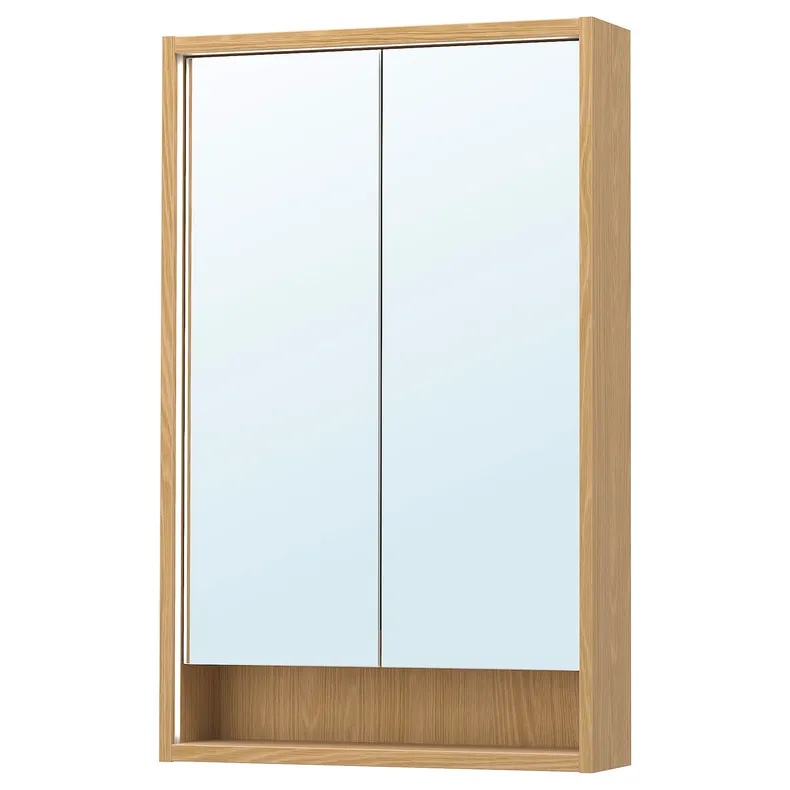 IKEA FAXÄLVEN ФАКСЭЛВЕН, зеркальный шкаф с подсветкой, имит. дуб, 60x15x95 см 095.167.11 фото №1