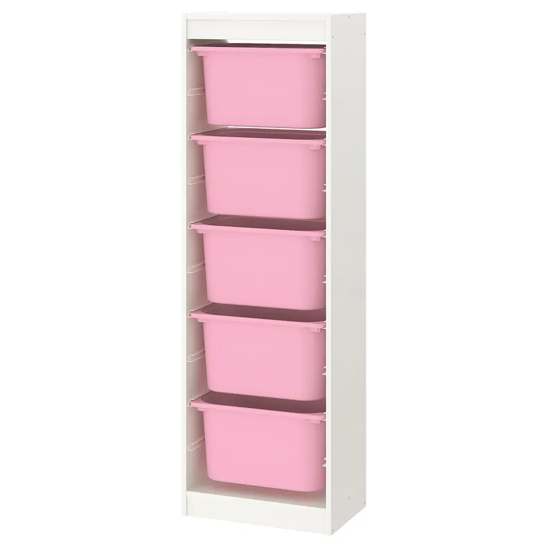 IKEA TROFAST ТРУФАСТ, комбінація для зберіган +контейнери, білий/рожевий, 46x30x145 см 095.332.11 фото №1
