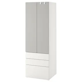 IKEA SMÅSTAD СМОСТАД / PLATSA ПЛАТСА, гардероб, белый серый с 3 ящиками, 60x42x181 см 394.262.24 фото