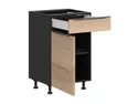 BRW Sole L6 50 см левый кухонный шкаф с ящиком дуб галифакс натуральный, Черный/дуб галифакс натур FM_D1S_50/82_L/SMB-CA/DHN фото thumb №3
