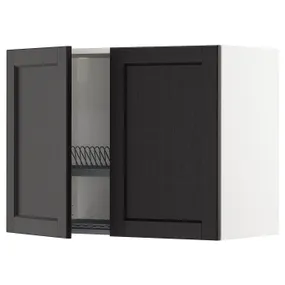 IKEA METOD МЕТОД, навесной шкаф с сушилкой / 2дверцы, белый / Лерхиттан с черными пятнами, 80x60 см 394.591.96 фото