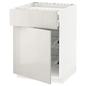 IKEA METOD МЕТОД / MAXIMERA МАКСІМЕРА, підлог шафа д / плити, шух / 2 дрот кош, білий / Ringhult світло-сірий, 60x60 см 794.586.18 фото