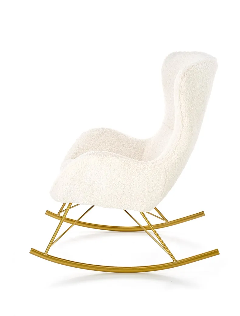 Мягкое кресло-качалка HALMAR LIBERTO, кремовый / золотой фото №5