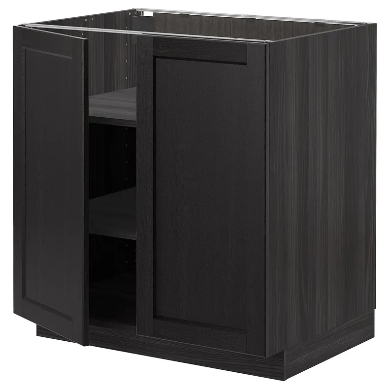 IKEA METOD МЕТОД, підлогова шафа з полицями / 2 дверцят, чорний / Лерхіттан, пофарбований у чорний колір, 80x60 см 194.653.82 фото №1