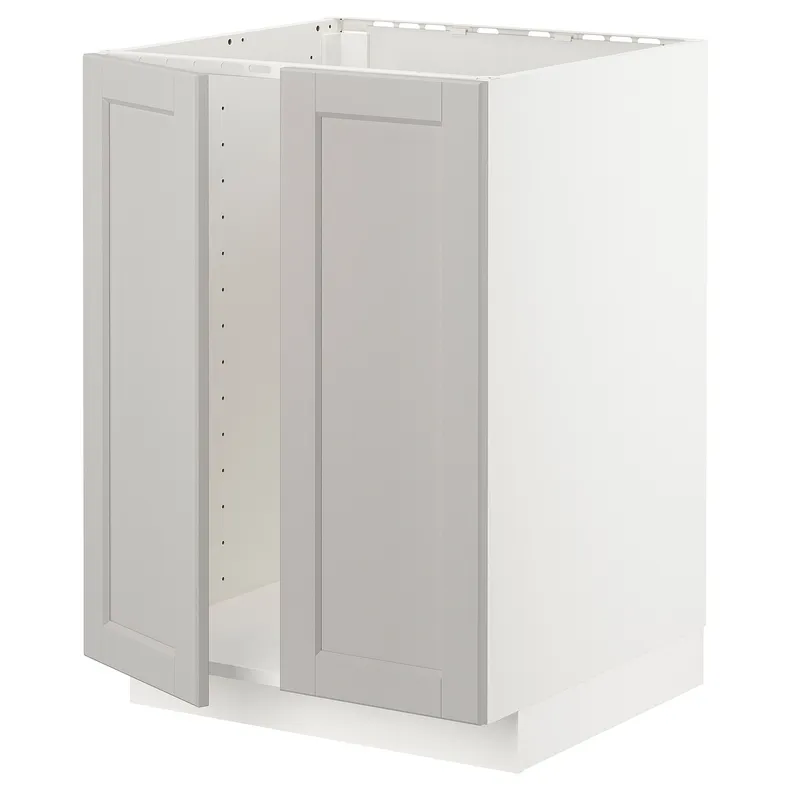IKEA METOD МЕТОД, напольный шкаф для мойки+2 двери, белый / светло-серый, 60x60 см 994.680.70 фото №1
