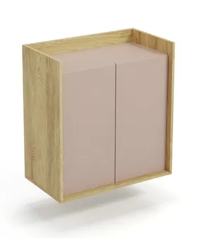 Шкафчик HALMAR MOBIUS 2D CUPBOARD, корпус : натуральный гикори, фронты - античный розовый фото