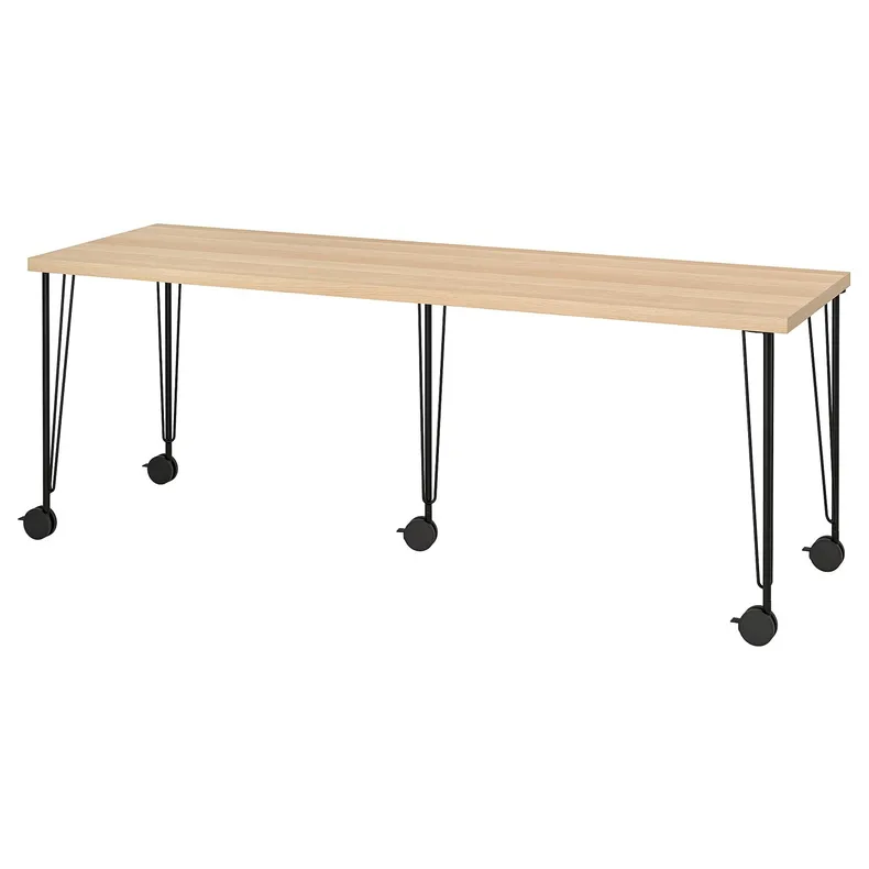 IKEA LAGKAPTEN ЛАГКАПТЕН / KRILLE КРИЛЛЕ, письменный стол, беленый дуб черный, 200x60 см 595.099.92 фото №1