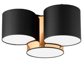 BRW Трехпозиционный тканевый потолочный светильник Mona в черном и золотом цвете 087637 фото